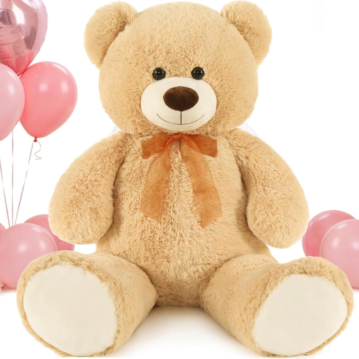 Giant Teddy Bear Stuffed Animal-35.4'' Large Teddy Bear, Soft Large Teddy Bear Plush Toy, Brown Teddy Bear, Big Stuffed Bear for Girl Boy Girlfriend Valentines Christmas Birthday, Light Brown