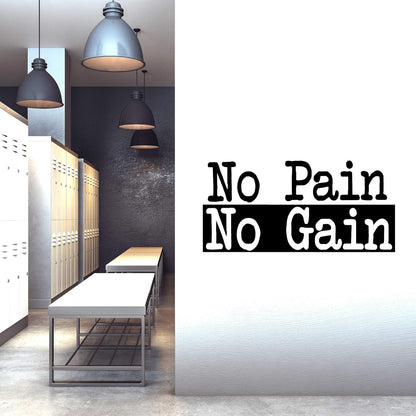 Extra Large Gym Wall Decal | No Pain No Gain Inspirational Gym Decor Wall Sticker Quote | 2 Ft X 4 Ft Huge Wall Art Decoration Big Vinyl Lettering Motivation Home Gym Decor | Workout Fitness Exercise